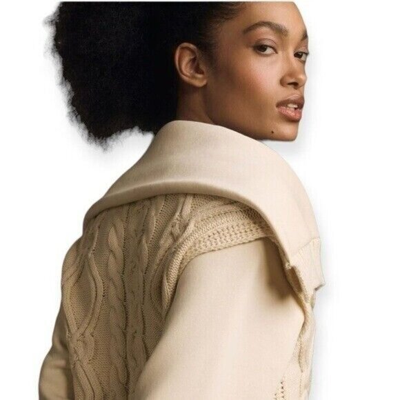 ANTHROPOLOGIE Pilcro Cable Laced Twofer Sweater Creme Size XL NEW - Picture 5 of 8